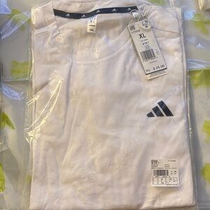 Adidas White T-Shirt with Black Accents - XL